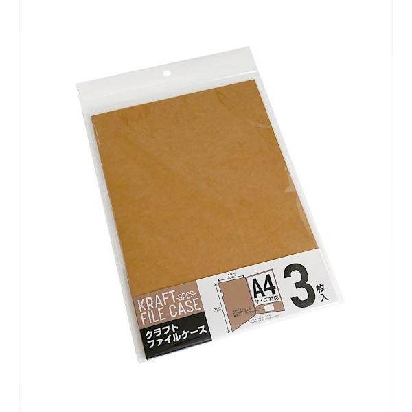 クラフトファイルケース A4サイズ対応 3枚入 (100円ショップ 100円均一 100均一 100均)