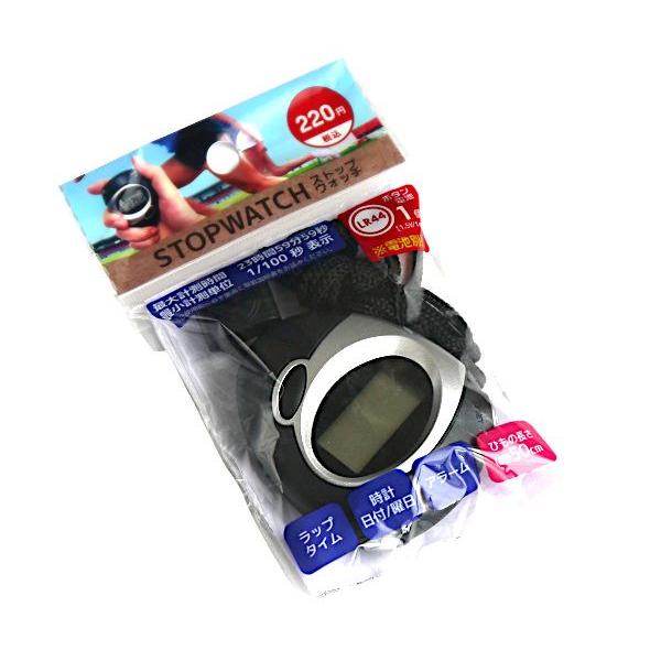 ストップウォッチです。陸上競技でのタイム計測などに便利です。アラーム付きで時計としてもご使用いただけます。首から下げられるヒモ付きです。最大計測時間は23時間59分59秒です。別売りのボタン電池(LR44)が1個必要です。※電池は付属してお...
