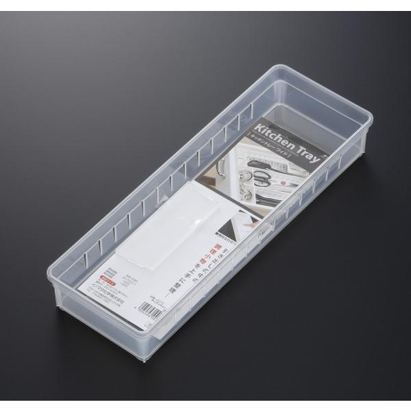 〇ワイドタイプのキッチントレーです。仕切り板が１枚付いております。※仕切り板は可動式です。キッチン周りの引き出しの、調理小物やお弁当小物を整理できます。□外寸サイズ（約）・３４８×１２０×高さ５０ｍｍ□内寸サイズ（約）・上部３３８×１０８ｍ...