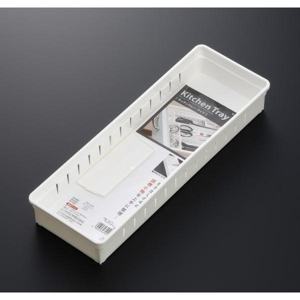 〇ワイドタイプのキッチントレーです。仕切り板が１枚付いております。※仕切り板は可動式です。キッチン周りの引き出しの、調理小物やお弁当小物を整理できます。□外寸サイズ（約）・３４８×１２０×高さ５０ｍｍ□内寸サイズ（約）・上部３３８×１０８ｍ...