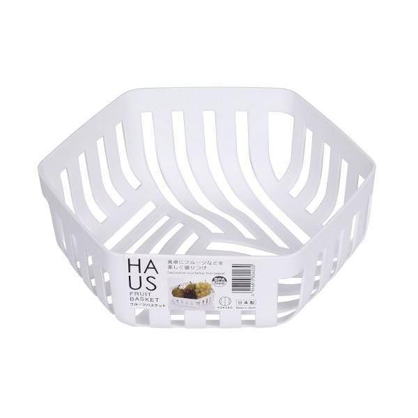 フルーツバスケットです。六角形の網目が涼しげなバスケットです。キッチンやテーブルでフルーツを美しく盛り付けられます。※リニューアルによりパッケージや成分が異なる場合がございます●サイズ（約）・２２６×２０４×高さ７６ｍｍ●耐熱１４０度／耐冷...