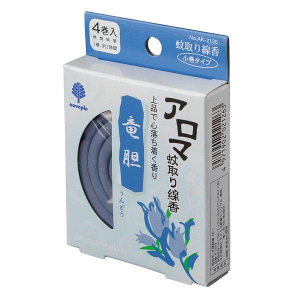 アロマ蚊取り線香、4巻入りです。ほのかに香りがただようお香感覚の小巻タイプの蚊取り線香です。線香立てが付属しております。1巻の燃焼が約2時間で使いきりに便利です。※リニューアルによりパッケージや成分が異なる場合がございます●1個のサイズ(約...
