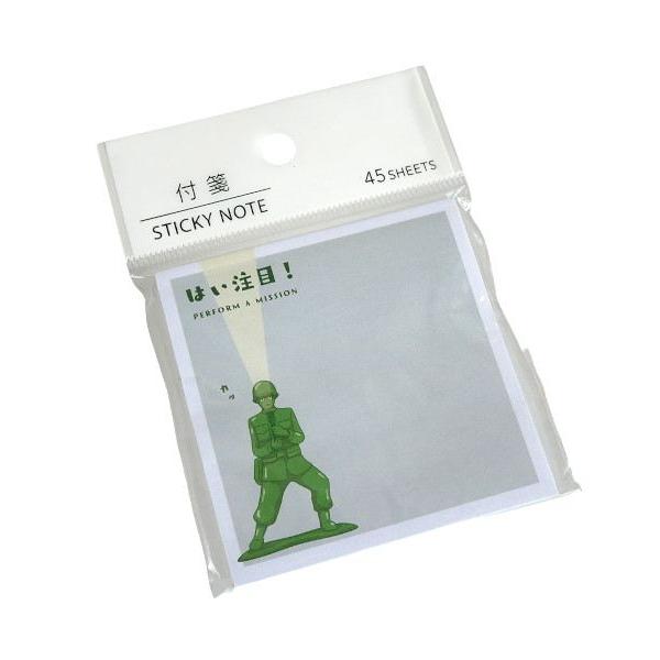 付箋 トイソルジャー柄 7×7cm 45枚 ［色柄指定不可］ (100円ショップ 100円均一 100均一 100均)