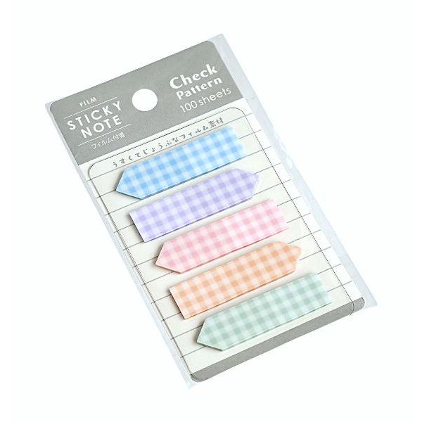 フィルム付箋 やじるし チェックパターン 100枚入 (100円ショップ 100