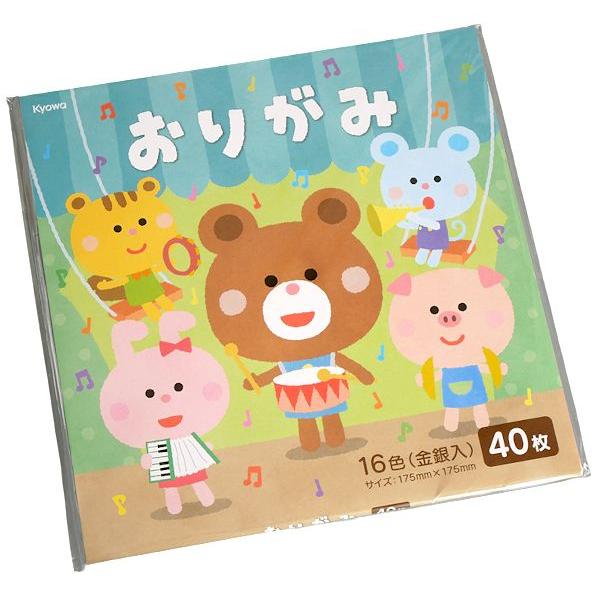 おりがみ、40枚入りです。16色のおりがみのセットです。折り紙を折ったり、切ったり貼ったりして加工できます。●1枚のサイズ(約)・175×175mm●対象年齢・3歳以上●材質・紙●用途・折り紙 折紙 色紙 カラーペーパー 工作●キーワード・...