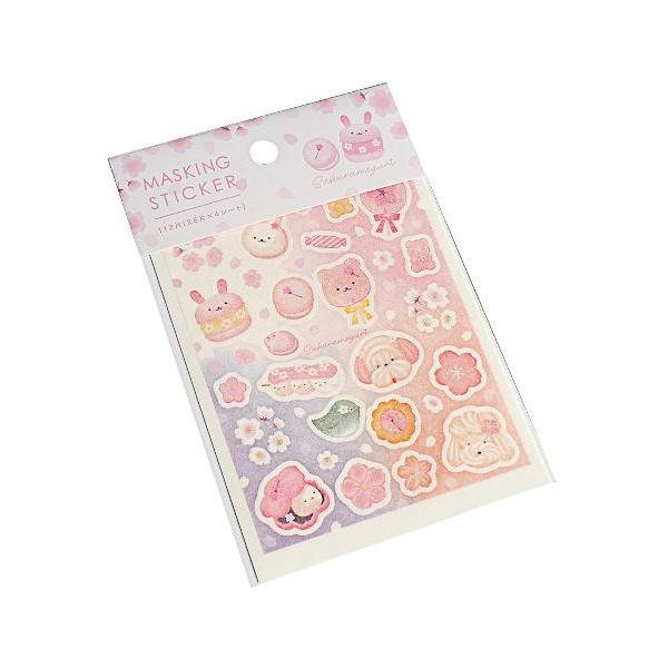 マスキングダイカットシール 桜巡り SD スイーツ柄 112片入 (100円