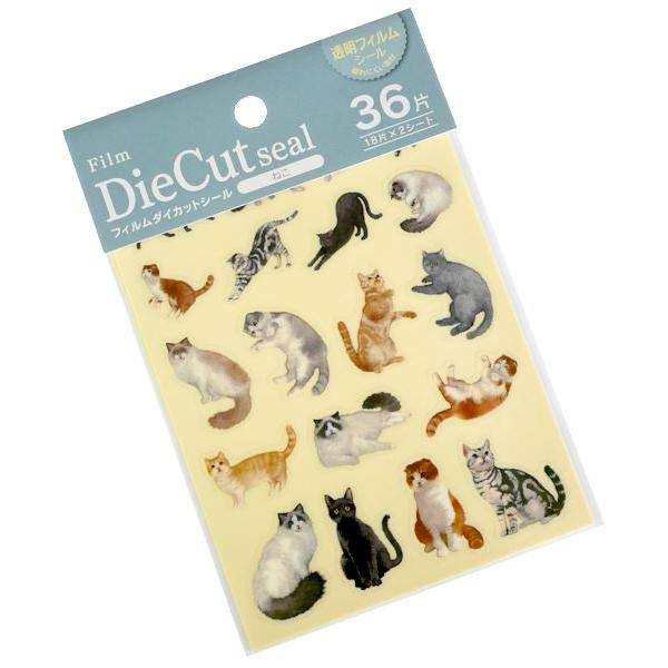 フィルムダイカットシール ねこ 36片入 (100円ショップ 100円 フィルムダイカットシール ねこ 36片入 (100円ショップ 100円