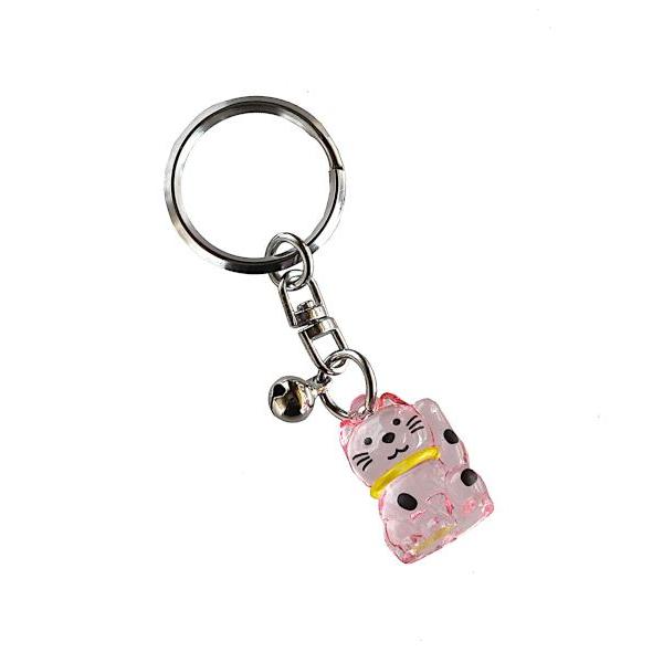 招き猫キーホルダー クリアカラー 7cm ［色指定不可］ (100円