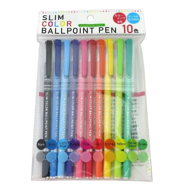 カラーボールペン スリム ０ ７ｍｍ １０色入 2nhp 100円雑貨 日用品卸 Bababa 通販 Yahoo ショッピング