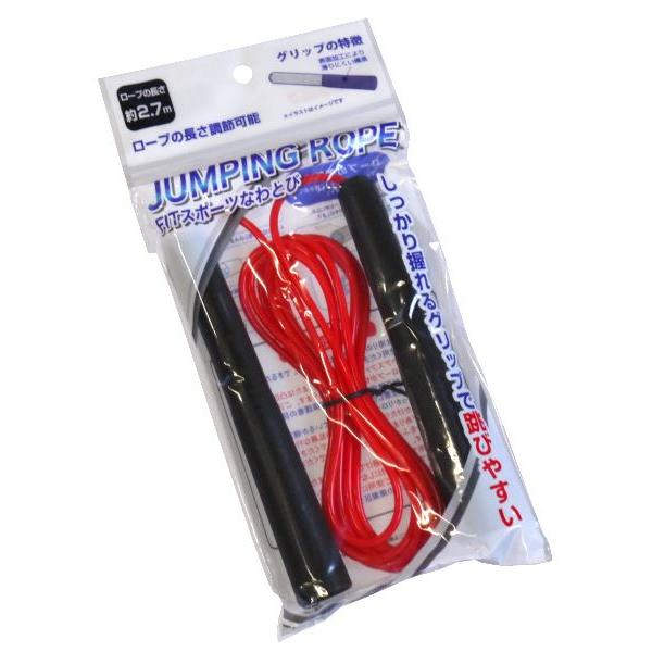 なわとびです。しっかり握れるグリップで飛びやすくなっております。ロープの長さは約2.7mで調節可能です。※色の指定はできません●サイズ(約)・グリップ:直径21×150mm●対象年齢・6歳以上●材質・ロープ:塩化ビニル樹脂 グリップ:ポリプ...