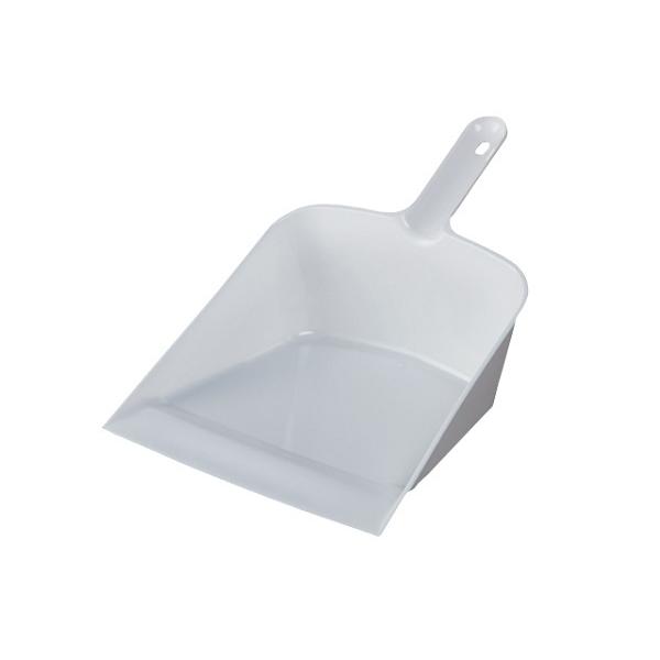 ちりとりです。床に密着しやすくゴミを掃き取りやすい形状です。底が深く、掃き取ったゴミが飛び散りにくくなっております。持ち手部分に穴があいており、フックに掛けて収納することができます。●サイズ(約)・320×230×高さ150mm●色・ホワイ...