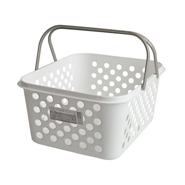 ハンドルバスケット L ホワイト 28.5×24×13.5cm : 100円雑貨&日用品卸