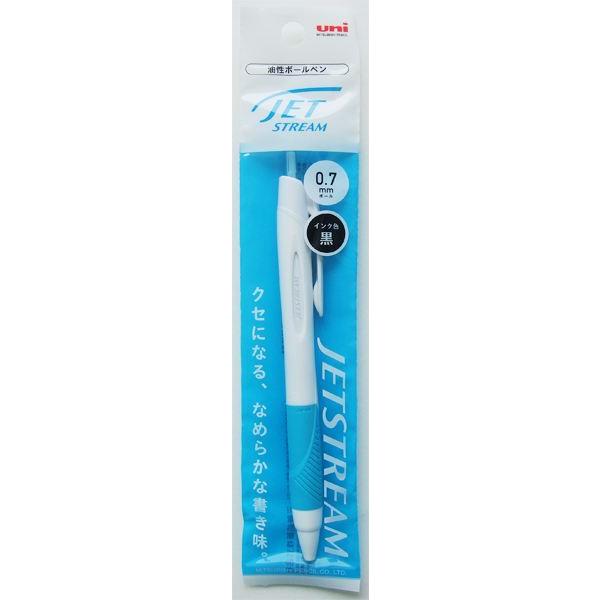 油性ボールペン ジェットストリーム 白水色 ボール径0.7mm 黒 : 100円