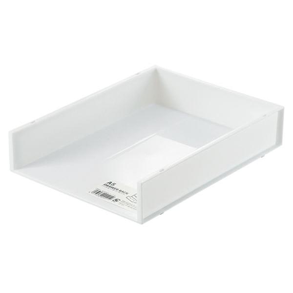 A5サイズの収納ラックです。デスク回りの書類整理などに便利です。同じ商品を積み重ねられます。同シリーズの「引き出しボックス A5サイズ収納可 22.2×16×高さ4cm ホワイト」(JAN:4973430022002)を組み合わせると、引き...