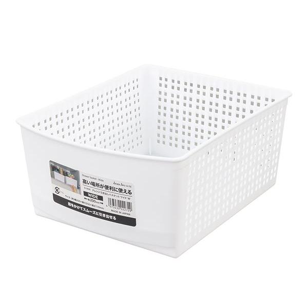 収納バスケット 引き手付き ワイド ２５ ２０ 高さ１１ｃｍ ホワイト 2snd686 100円雑貨 日用品卸 Bababa 通販 Yahoo ショッピング