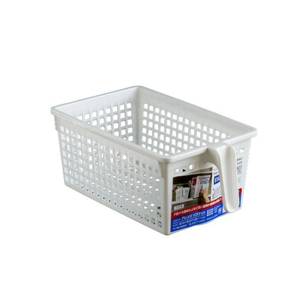 アレンジバスケット ハンドル付き ホワイト 15.9×27.7×11.1cm (100円