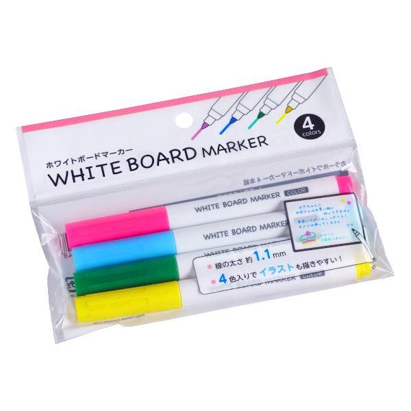 ホワイトボード専用のマーカー、4本入りです。ピンク・ブルー・グリーン・イエローの4色です。線幅は約1.1mmです。イラストや内容を色分けするのに便利です。※使用後はキャップをきっちりと閉め横向きに保管してください●1本のサイズ(約)・直径1...