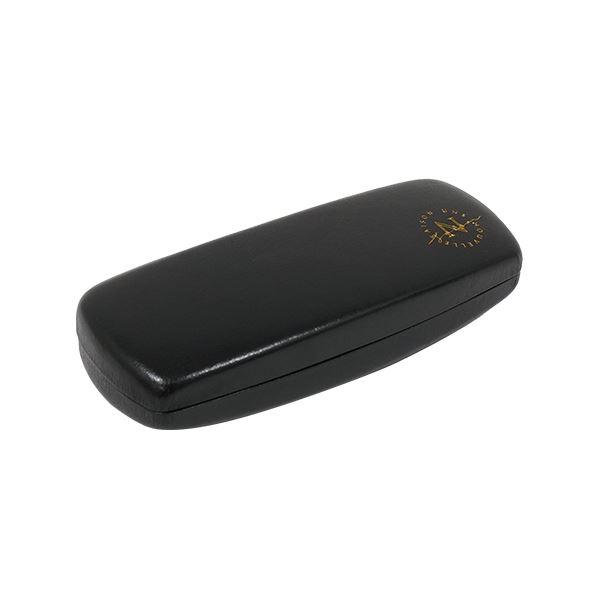 メガネケースです。シックな色合いのハードタイプのメガネケースです。ワンポイントに金のホットスタンプ付きです。大切な眼鏡を安全に持ち運べます。※色の指定はできません●サイズ(約)・65×160×40mm●材質・本体:鉄 表面:合成皮革 内側:...