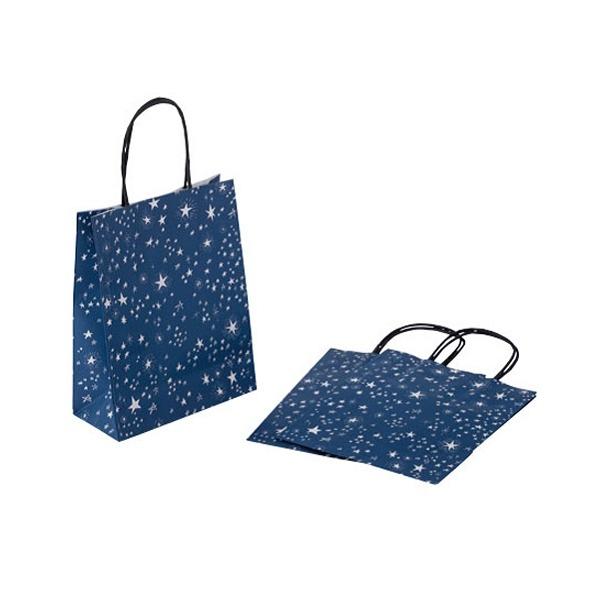 ペーパーバッグ 手提げ 縦型 星 Ｓサイズ(23×18×マチ8cm) 3枚入 ［色指定不可］ (100円ショップ 100円均一 100均一 100均)