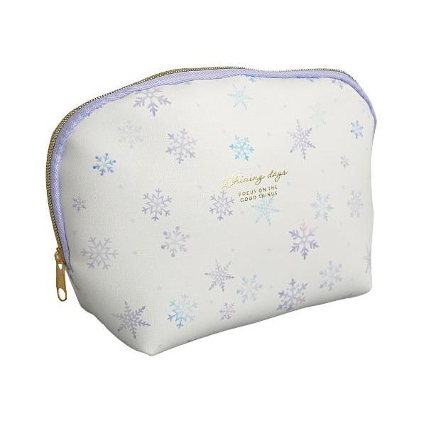 合皮シェル形ポーチ 雪の結晶柄 13×19×マチ6cm : 100円雑貨&日用品卸
