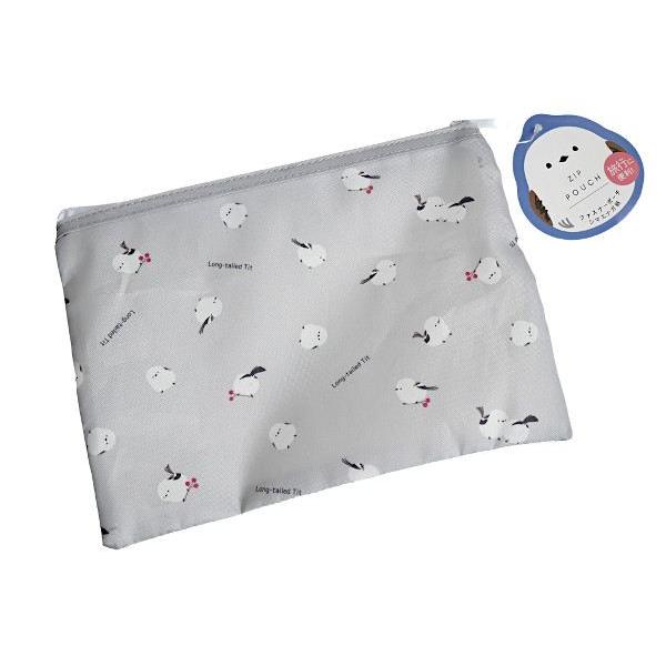 ファスナーポーチ シマエナガ柄 19×14cm (100円ショップ 100円均一 100