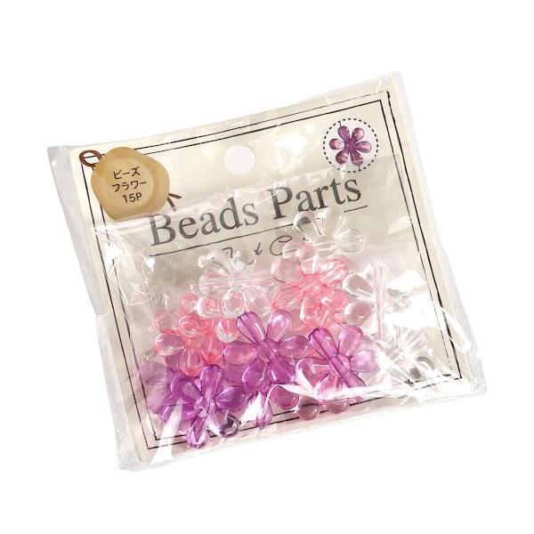 ビーズ フラワー アクリル 15個入 ［色指定不可］ (100円ショップ 100