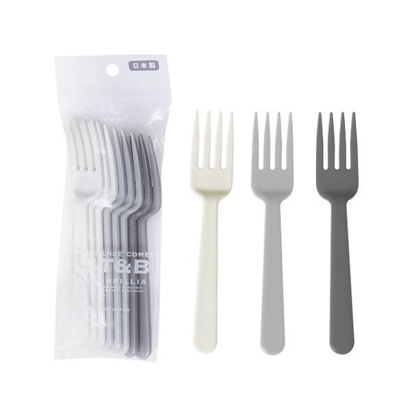 フォーク 全長14.2cm モノトーン 8本入 G＆B (100円ショップ 100円