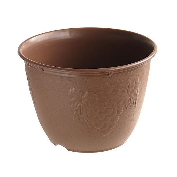 植木鉢です。陶器風レリーフが施されたポリプロピレン製の植木鉢です。鉢底メッシュ構造で通気性と排水性に優れております。観葉植物やお花の寄せ植えにお使いください。●サイズ(約)・直径240×高さ170mm●色・チョコブラウン●原料樹脂・ポリプロ...