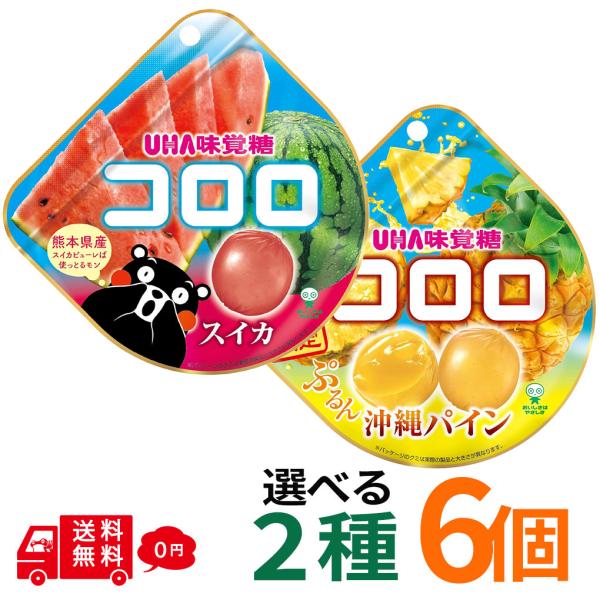 コロロ 沖縄パイン スイカ 6個セット 選べる2種 グミ UHA味覚糖 アソート まとめ買い 季節限定 フルーツ 果汁 ジューシー お菓子 おやつ 詰め合わせ 食べ比べ