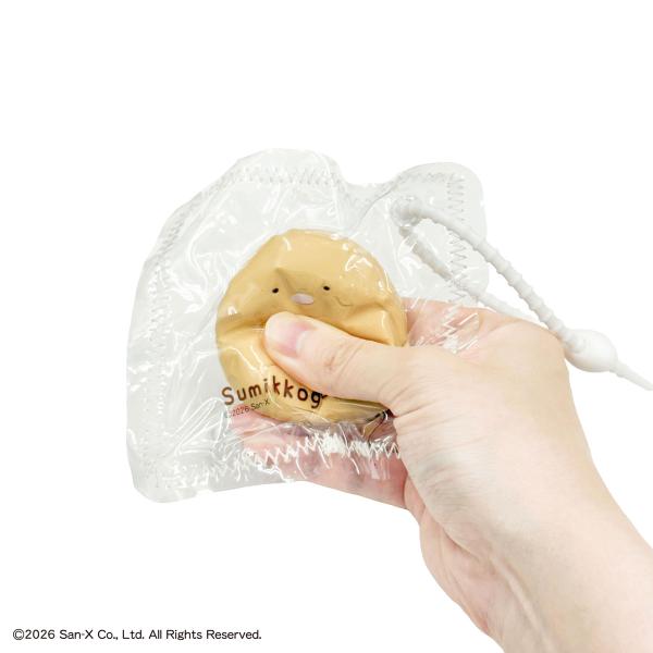 すみっコぐらし むにゅもちスクイーズ とんかつ 水感 シリコン ぷにぷに もちもち チェーン付き キーホルダー ストレス解消 癒しグッズ カヨトイズ