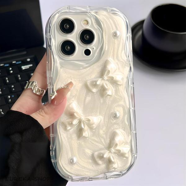 iphone 16 ケース リボン パール 立体 クリア 韓国 かわいい いphoneケース スマホケース キラキラ ボウノット おしゃれ ランキング なみなみ シンプル 透明