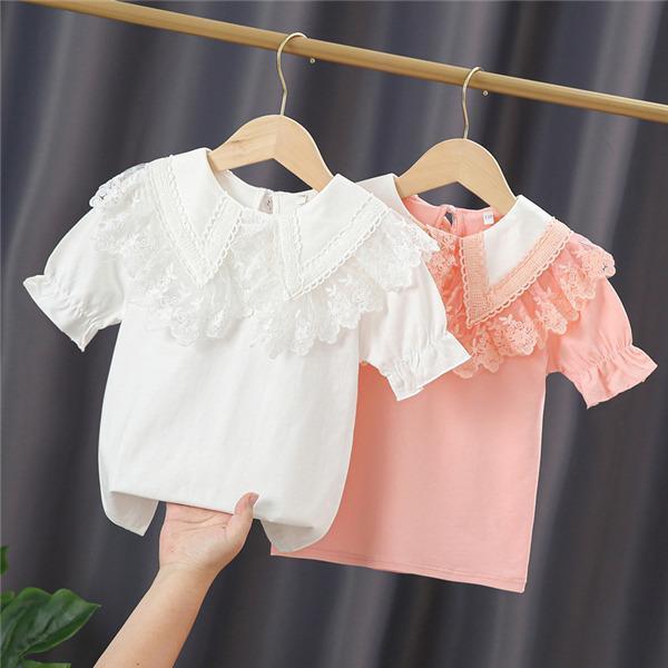 半袖ブラウス キッズ 女の子 フリル Tシャツ トップス フレア袖 子供 BABY 半袖ブラウス