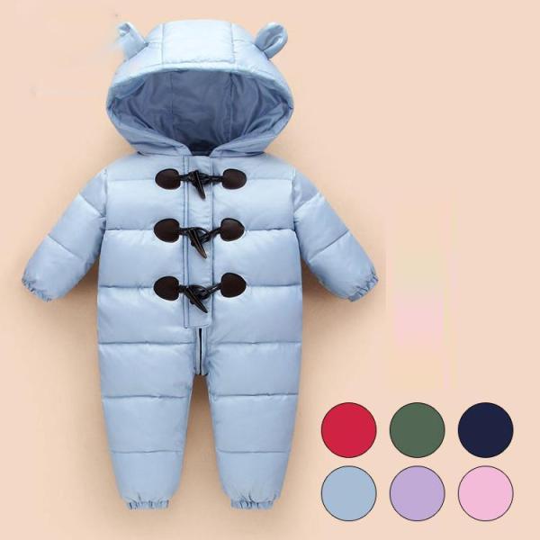 ■ 品名：ベビー用ダウンコート  ■ 表地：ポリエステル■ 充填物：ダウン■ 裏地：ポリエステル■ カラー：全6色■ サイズ：59-90検索ワード：ベビー ロンパース 子どもダウンコート カバーオール ジャンプスーツ フード付き 防寒アウタ...