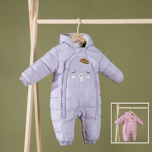 ■ 品名：ベビー用ダウンコート  ■ 表地：ポリエステル■ 充填物：ダウン■ 裏地：ポリエステル■ カラー：全2色■ サイズ：73-100検索ワード：ベビー ロンパース 子どもダウンコート カバーオール ジャンプスーツ フード付き 防寒アウ...