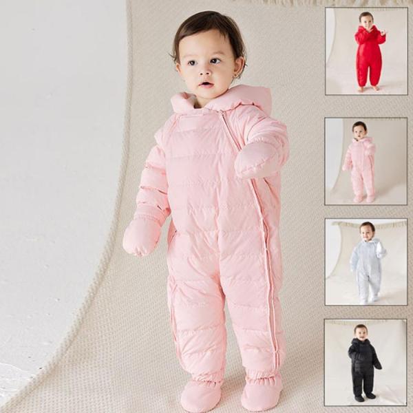 ■ 品名：ロンパース■ 素材：ポリエステル■ カラー：全4色■ サイズ：66-100検索ワード：ベビー ロンパース 子どもダウンコート カバーオール ジャンプスーツ フード付き 防寒アウター ダウンジャケット 秋春冬服 男の子 女の子 子供...