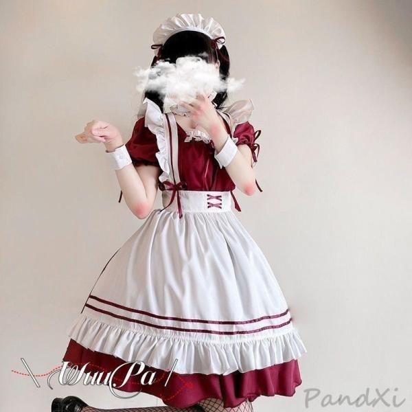 メイド服 ワンピース エプロン リボン 仮装 レディース 可愛い