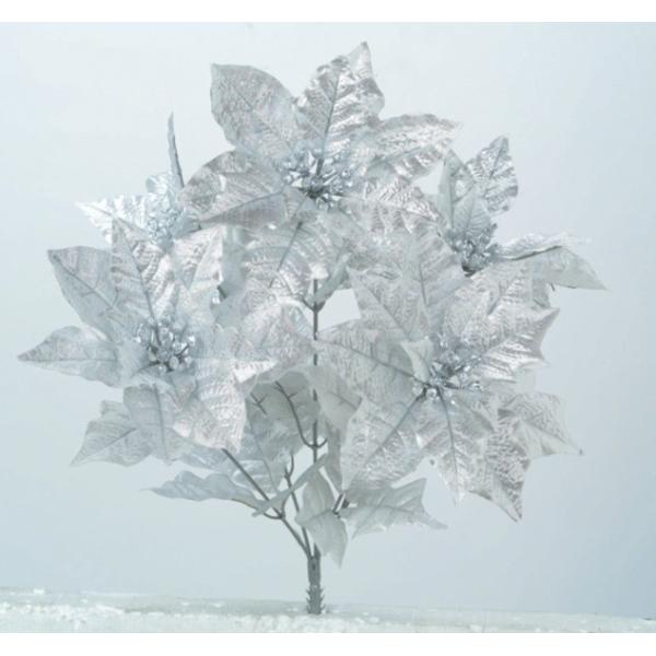 クリスマス商品 造花 メタリックポインセチアブッシュ 5輪 S Con Imedia Net