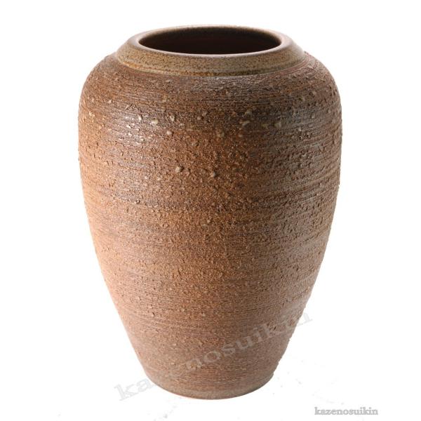 【信楽焼】水盤　花器　松皮 窯肌松皮富士口花瓶 18号 （信楽焼・花瓶・花入れ・花器・壺・壷・水盤