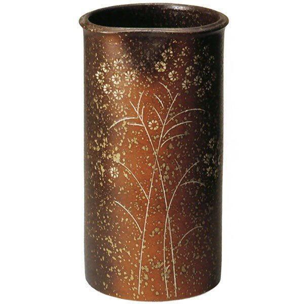 草花紋傘立 （信楽焼き・陶器・傘立・梅雨・玄関・収納 B037-11） : 風