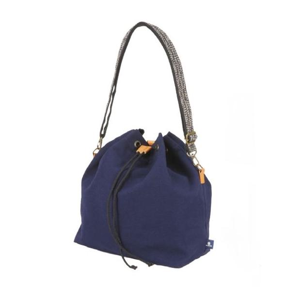 スズキ スズキ純正 鈴木式織機製 巾着ショルダーバッグ 紺色