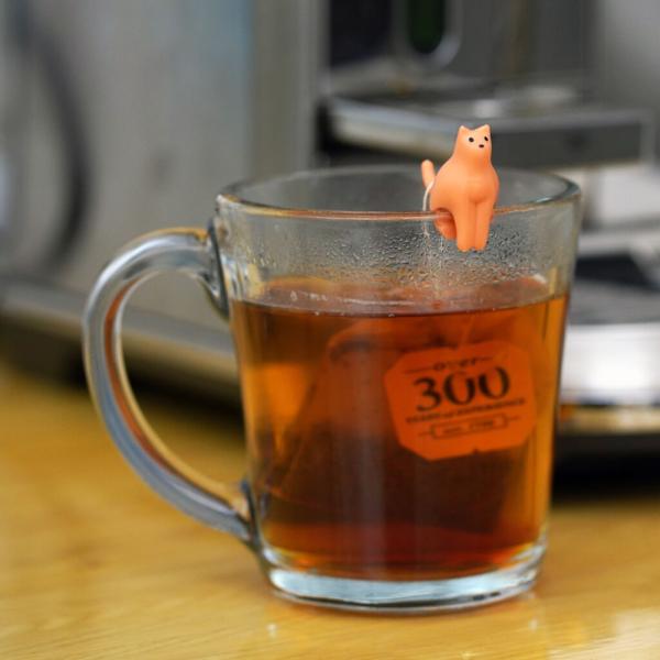 キャットティーバッグホルダーズ ちょこんと乗ってる猫ちゃんがカワイイティーバッグホルダー 4匹入り W17×D36×H32ミリ