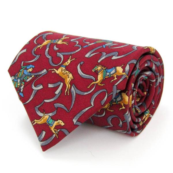 LANCEL（ランセル） ブランド ネクタイ 総柄 動物柄 馬 鹿 シルク PO