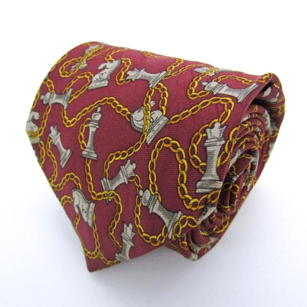 CHANEL シャネル ブランド ネクタイ チェーン付 チェス 総柄