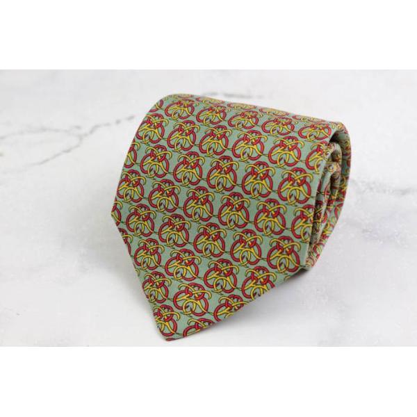 美品 HERMES エルメス ジャガード 格子柄 ネクタイ グリーン 緑 HERMES エルメス ブランド ネクタイ シルク 格子柄 高級 PO