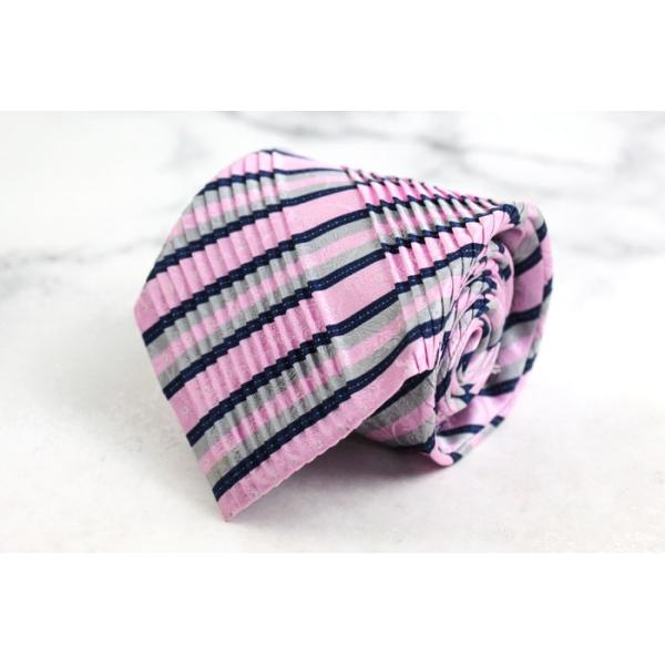 ステファノリッチ ブランド ネクタイ プリーツ加工 ストライプ柄