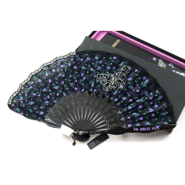 ANNA SUI アナスイ 扇子 未使用 蝶 薔薇柄 レース ブランド 小物