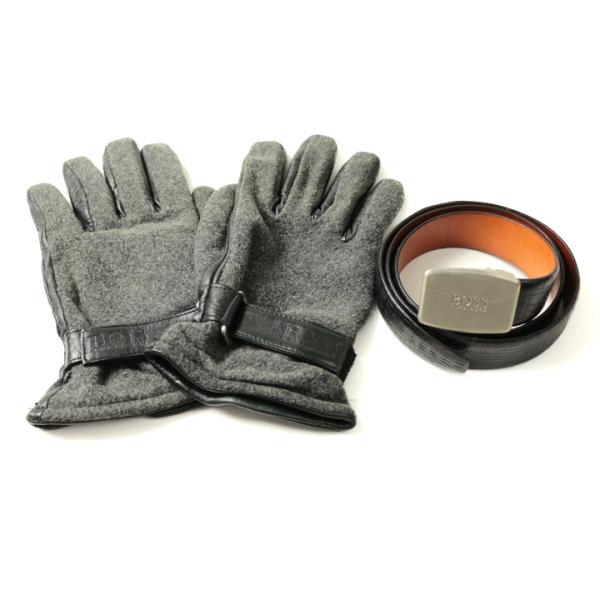 ヒューゴボス 本革レザーベルト 手袋 2点セット ブランド まとめて