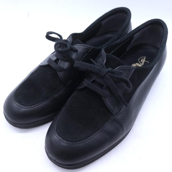 【新品未使用】牛革 シューズ黒 靴23cm　Yoshinoya 軽量シューズ 銀座ヨシノヤ スニーカー ウォーキングシューズ 晴雨兼用 ブランド 靴