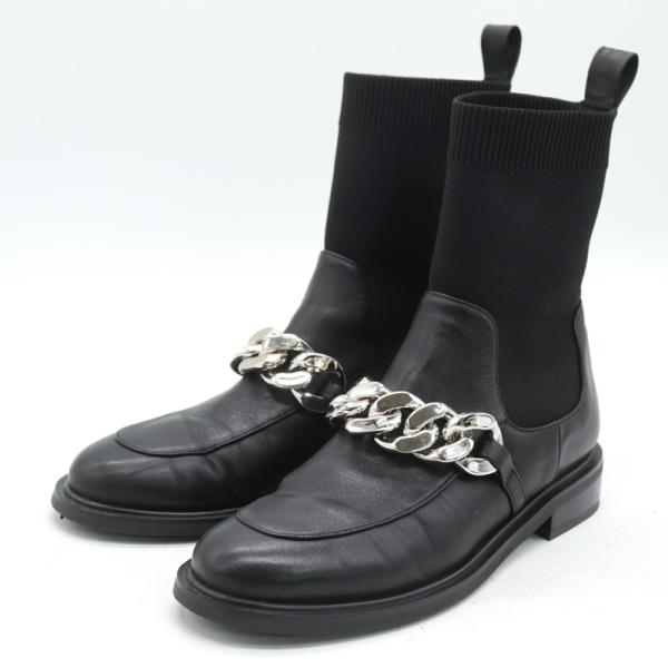 ✨美品✨スタッカート 厚底 ソックスブーツ【23cm】ブラック 黒チェーン スタッカート ソックスブーツ クラシックチェーンニットコンビ