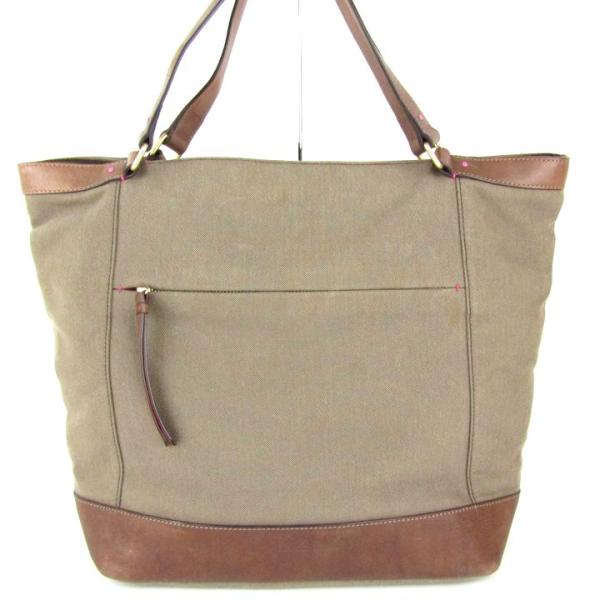 【美品】ポールスミス トートバッグ キャンバス レザー ブラウン 肩掛け Paul Smith（ポール・スミス） トートバッグ キャンバス レザー 大容量
